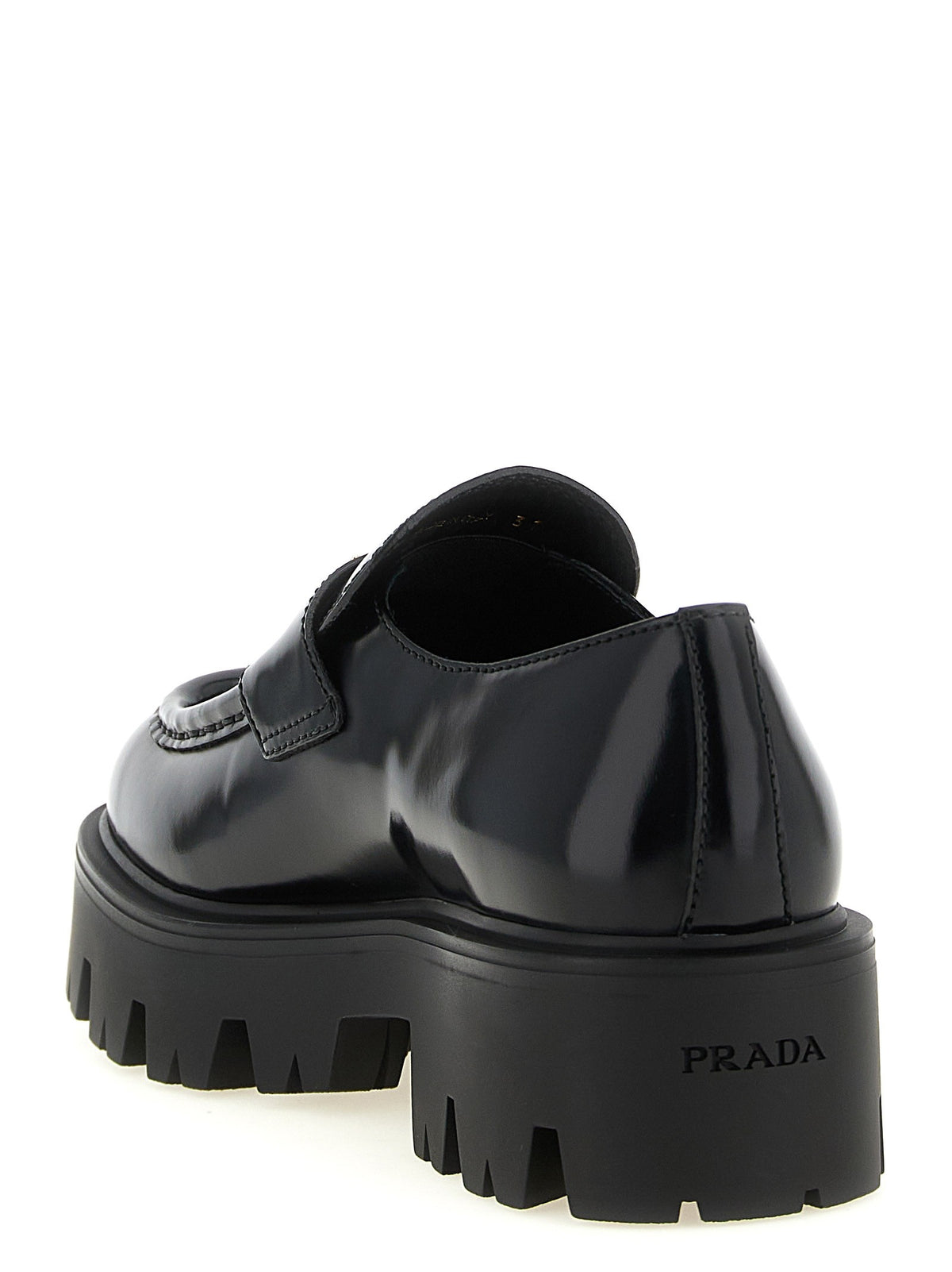 PRADA Brushed Leather Loafers Black