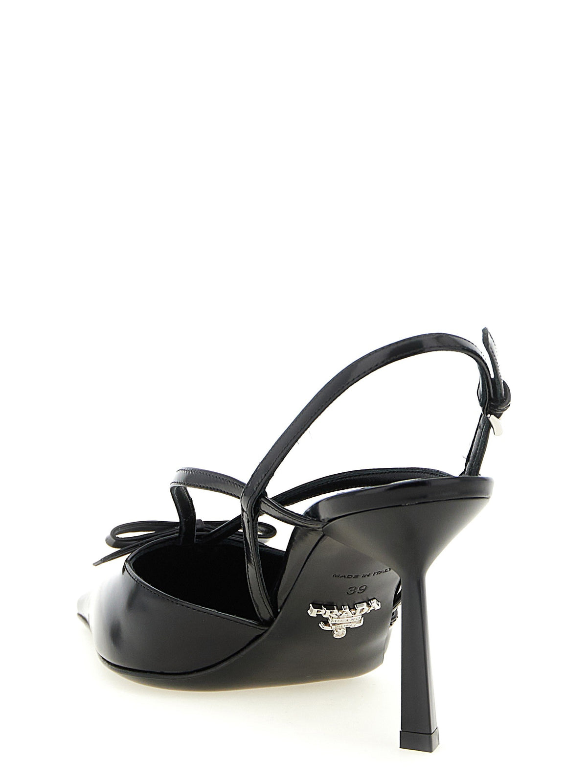 PRADA Brushed Leather Slingback Pumps Black
