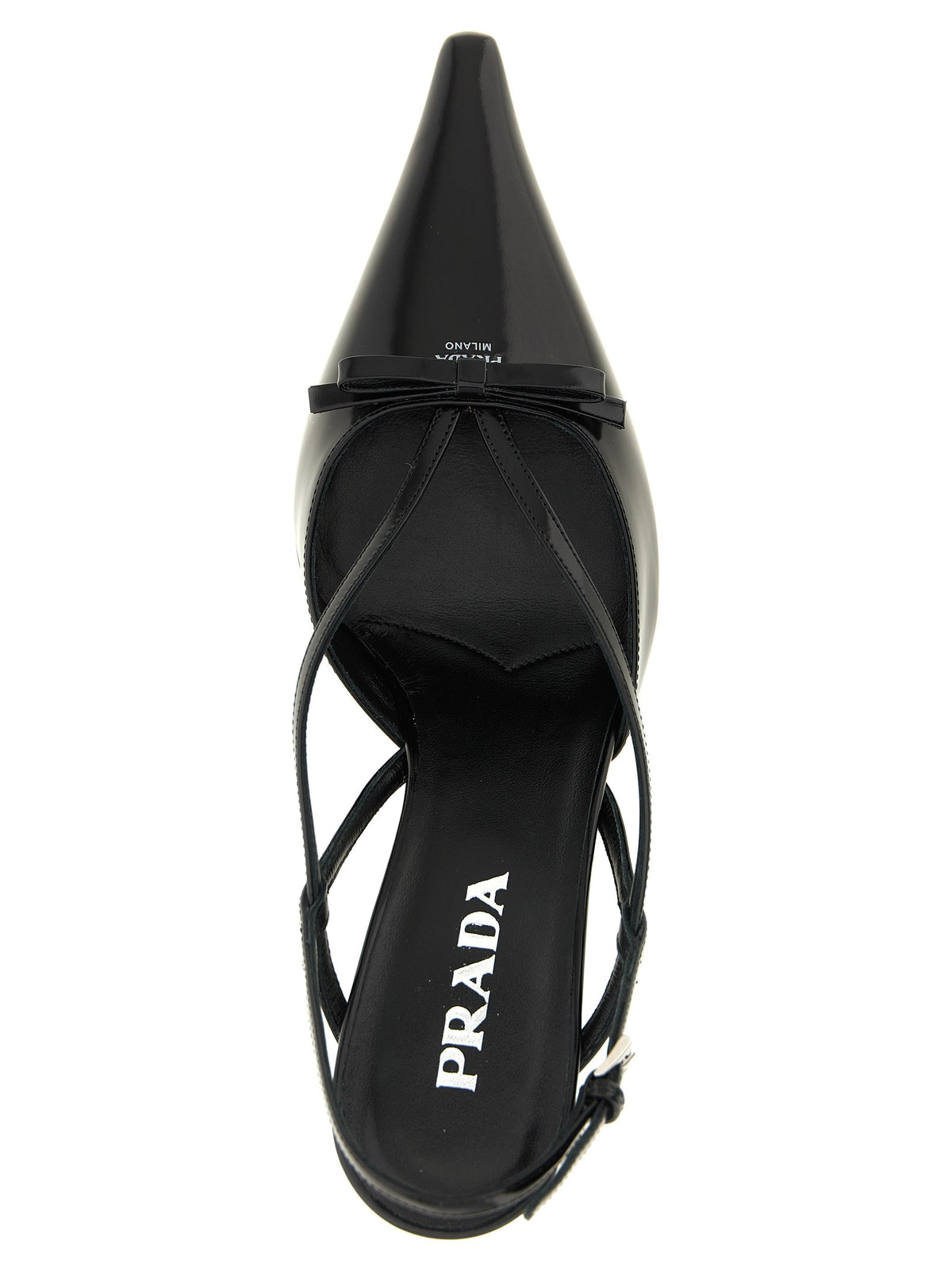 PRADA Brushed Leather Slingback Pumps Black