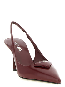 PRADA Brushed Leather Slingback Red
