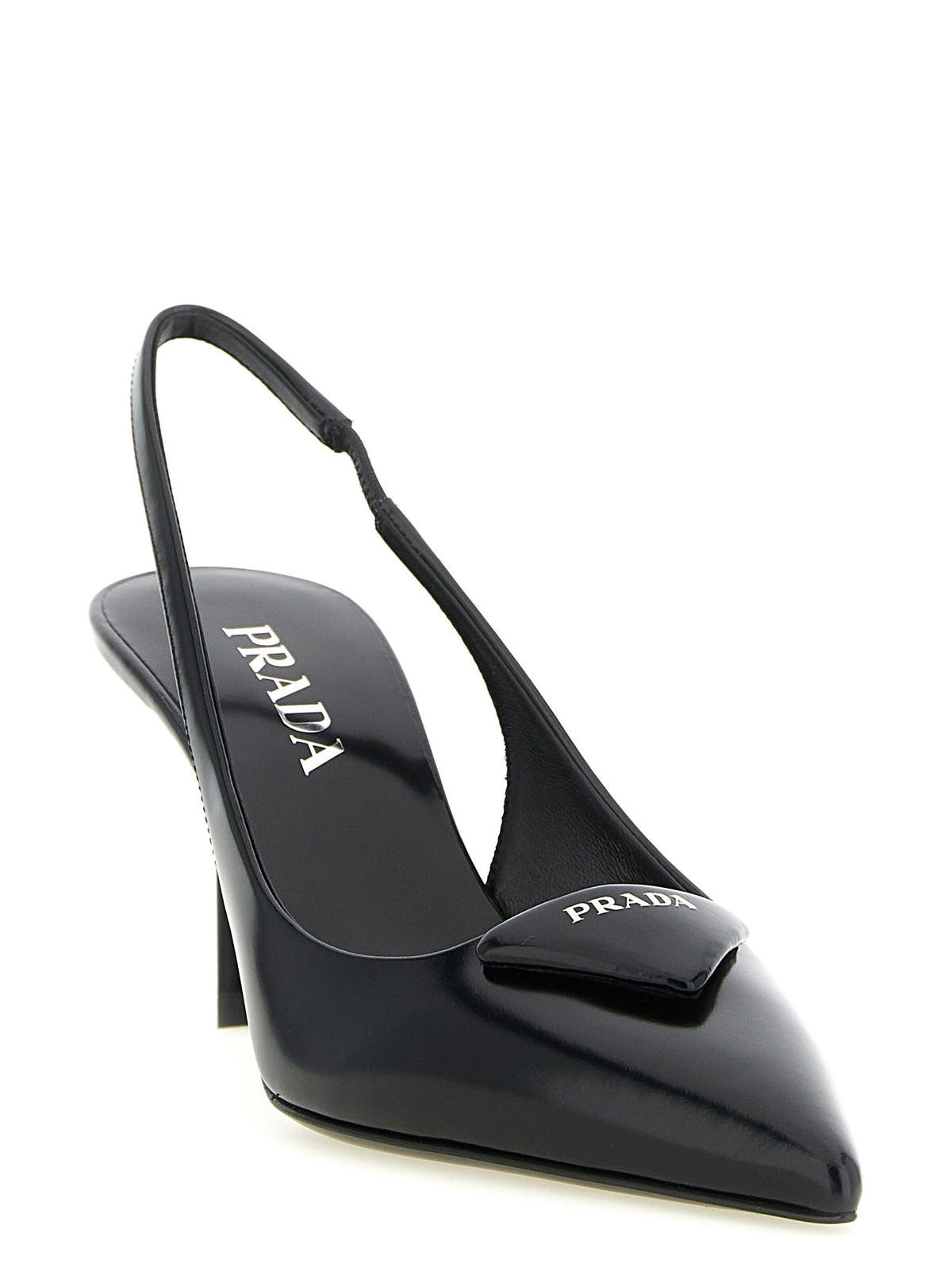 PRADA Brushed Leather Slingback Black
