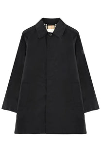 Burberry men’s cappotto ridgewood black trench coat with classic collar and signature check lining interior