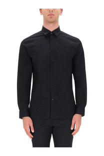 Burberry men’s cotton shirt black long-sleeved button-down with classic collar and neatly pressed fabric