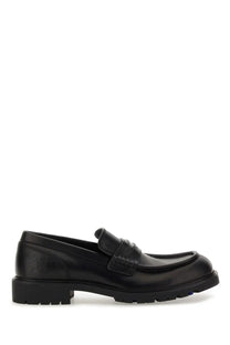 Burberry men’s moccasin rogue black black leather loafer with textured rubber sole and classic slip-on design