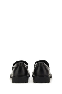 Black leather burberry men’s moccasin rogue loafers with chunky rubber sole for casual wear