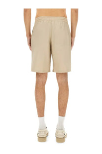 Beige cotton burberry men’s nautical style shorts with elastic waistband and side pockets