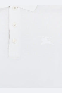 Burberry men’s white organic cotton polo shirt with classic collar matching buttons and subtle pique texture
