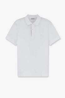 Burberry men’s white organic cotton polo shirt with short sleeves classic collar and subtle chest embroidery