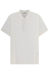 Burberry men’s off-white short-sleeved polo shirt in cotton with classic collar and subtle chest embroidery