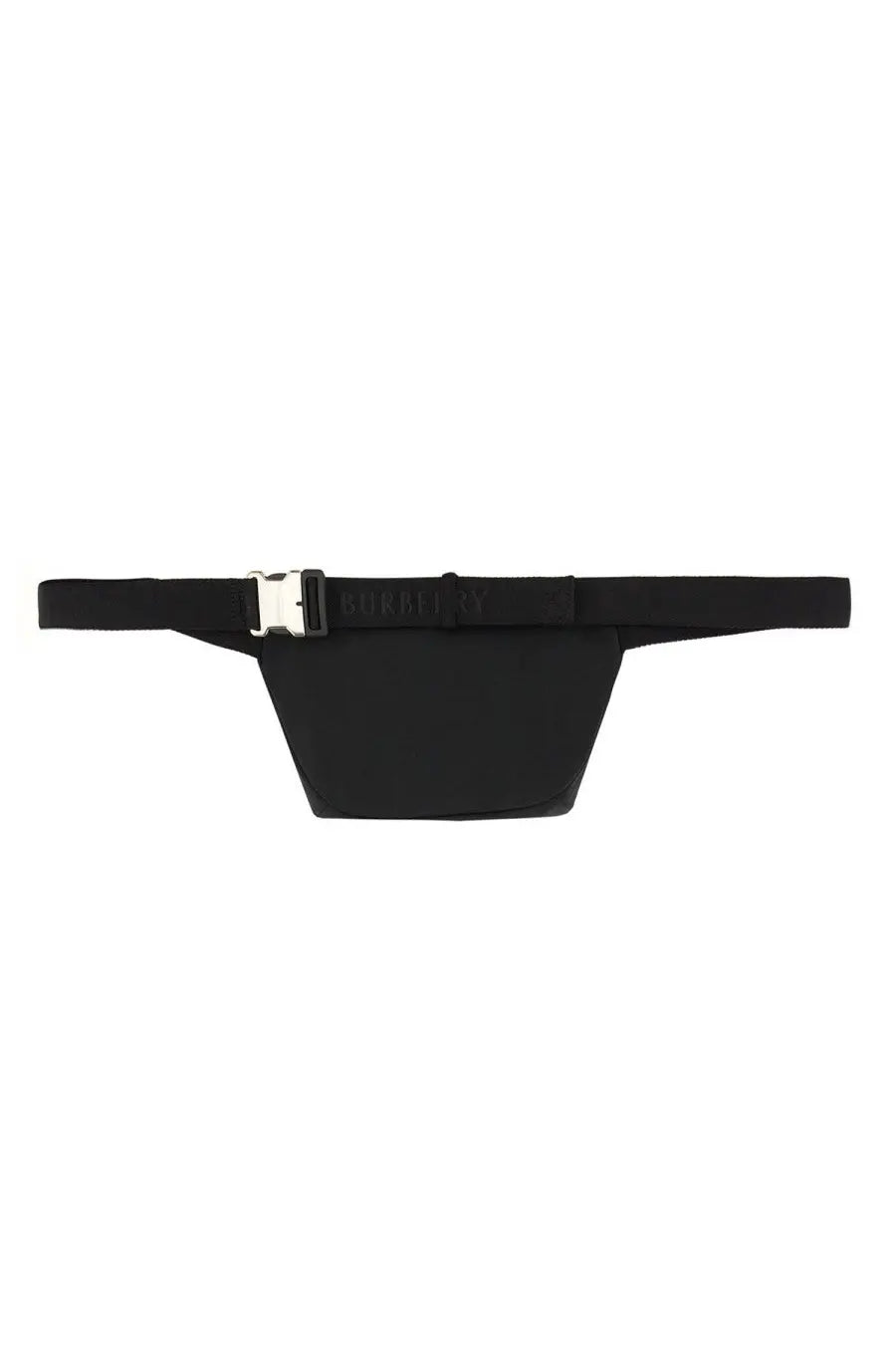 Burberry men’s pouch orkney black black nylon fanny pack with silver buckle and summit embossed on strap