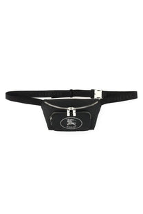Burberry men’s pouch orkney black waist bag with silver-toned hardware and embroidered logo on the front