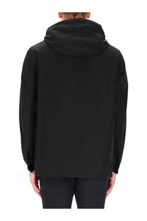 Burberry men’s reversible check jacket black with sleek, minimalist design and smooth fabric shown from the back
