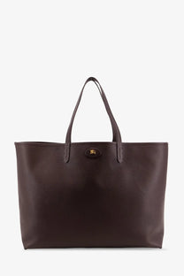 Burberry men’s reversible shopping bag beige with brown leather tote and gold tone logo clasp