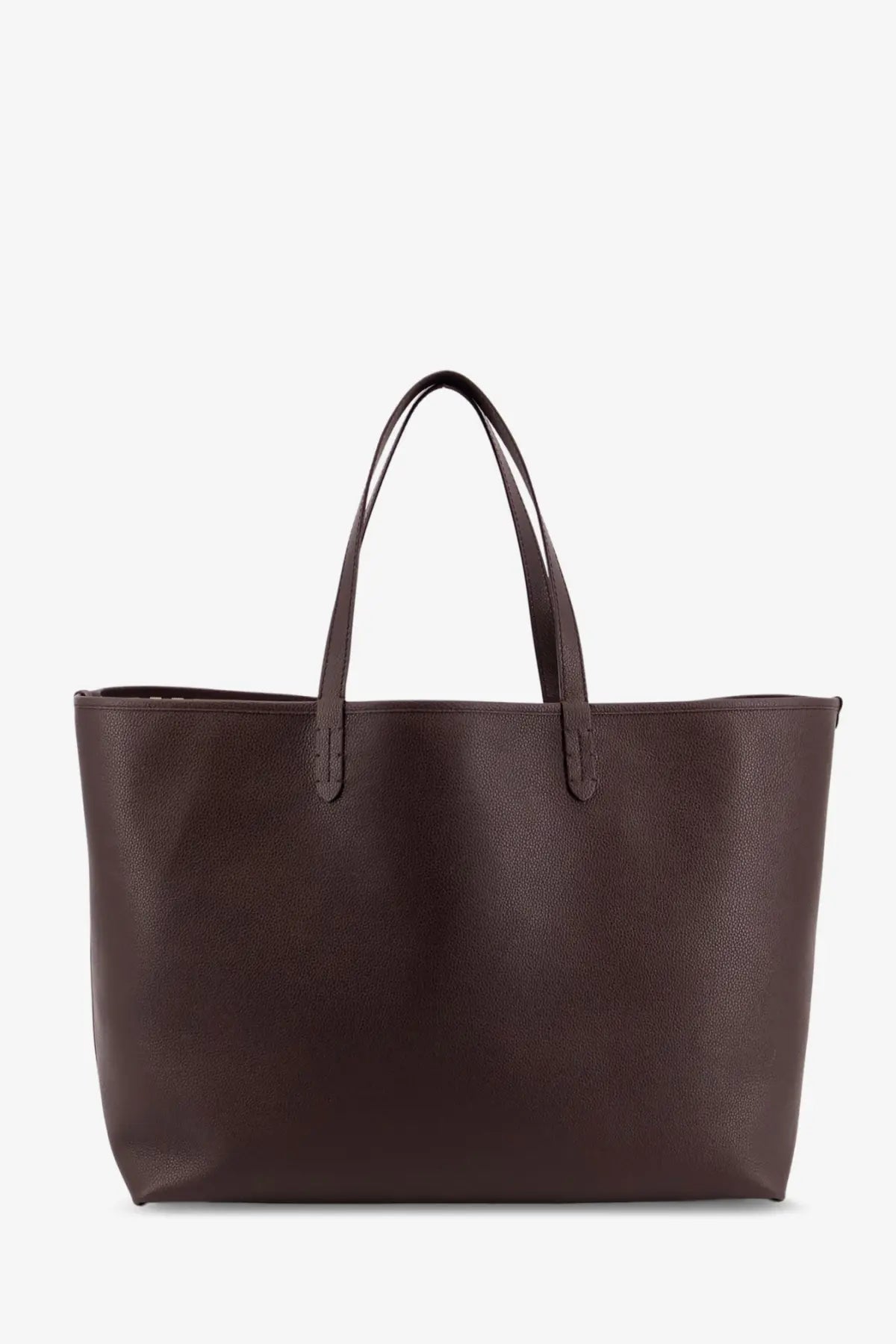 Brown pebbled leather tote bag with two top handles burberry mens reversible shopping bag beige