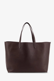 Brown pebbled leather tote bag with two top handles burberry mens reversible shopping bag beige
