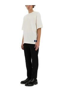 Off-white burberry men’s shir white oversized short-sleeved t-shirt with subtle ribbed texture and small blue label