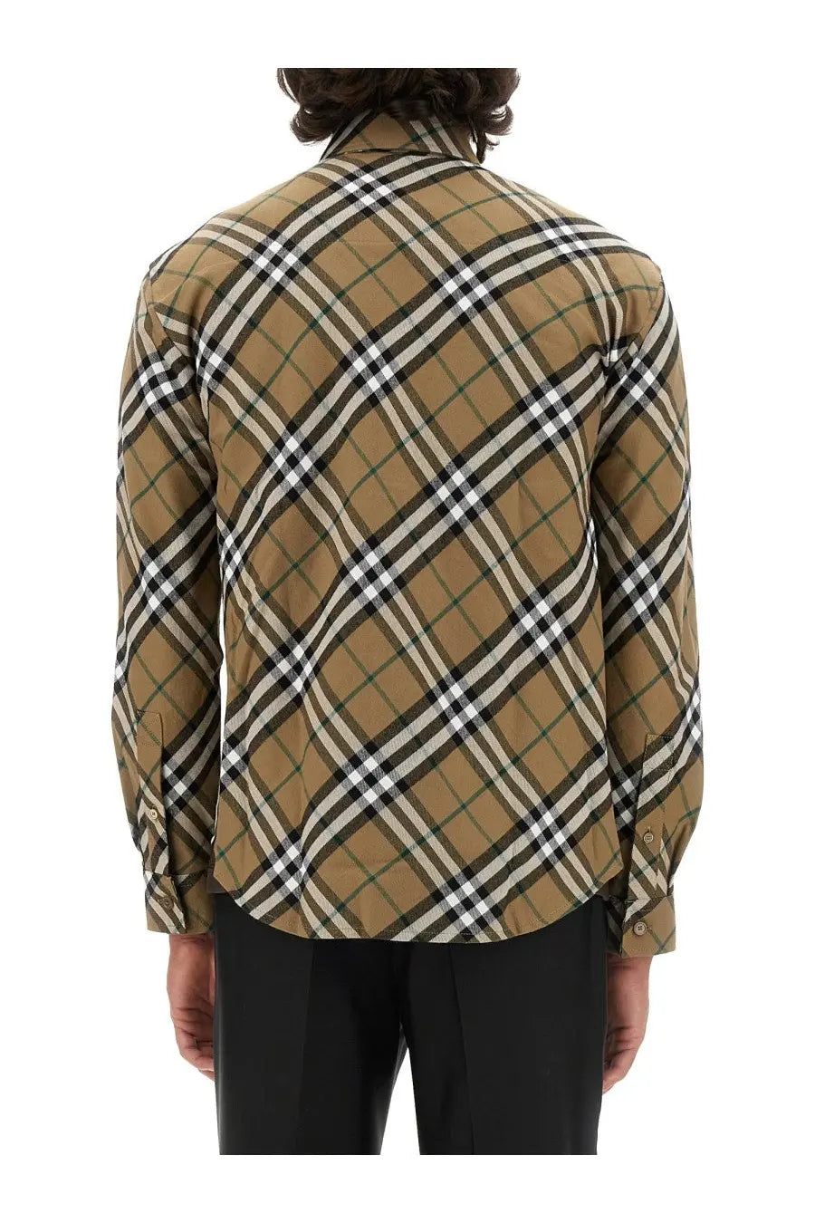 Burberry men’s multicolor shirt in classic beige black and white plaid button down with traditional check pattern