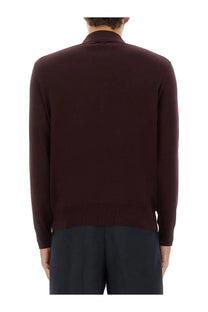 Burberry men’s shirt red dark burgundy long-sleeved knit sweater with ribbed collar and hem