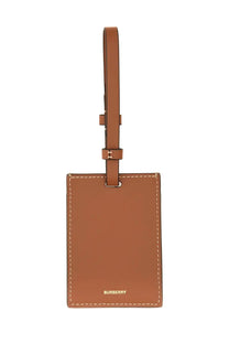 Burberry unisex tan leather luggage tag with gold-tone stitching strap and embossed logo for nameplate porte adresse check multicolor