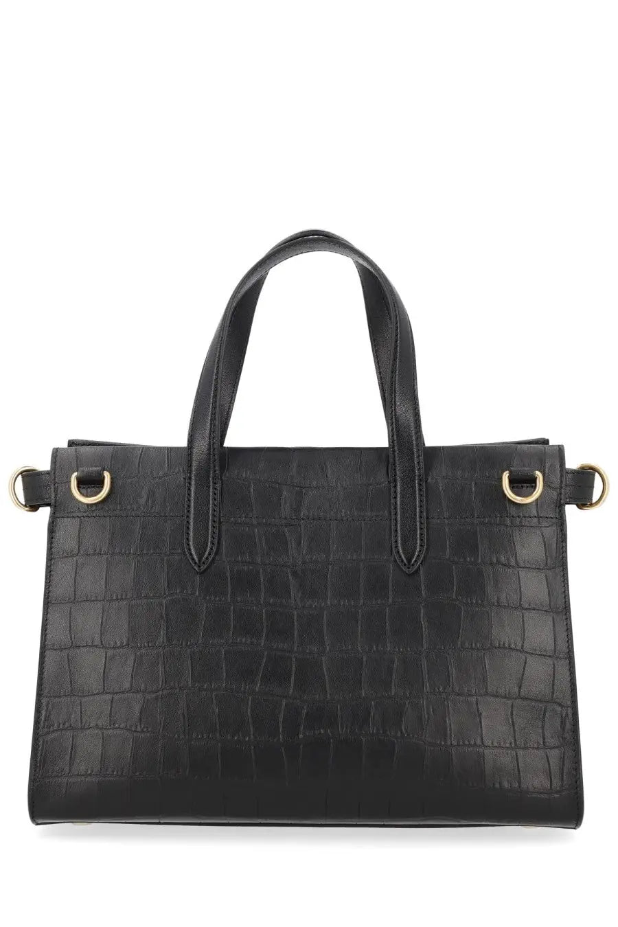 Burberry women’s borsa tote cotswolds small black black crocodile-embossed leather bag with gold-tone hardware