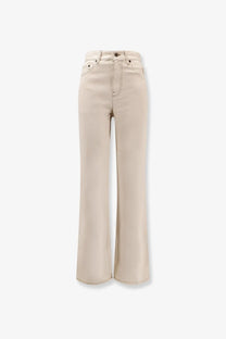 Beige wide-leg denim trousers with straight cut and classic five-pocket design from Burberry women’s denim trousers white