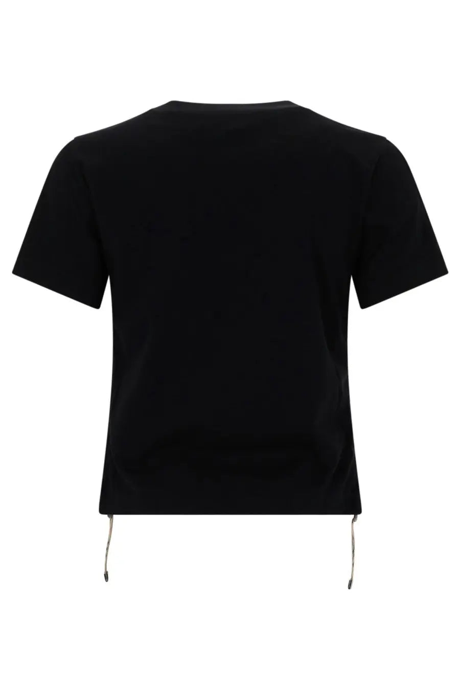 Burberry women’s black short-sleeved crop top with drawstrings at the hem in festival shirt style