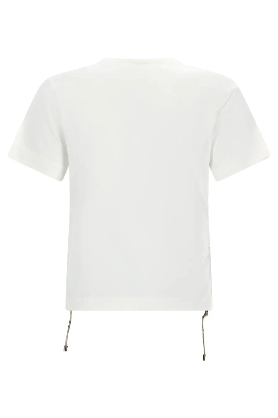 Burberry women’s festival shirt white short-sleeved cotton t-shirt with drawstrings at the hem front view