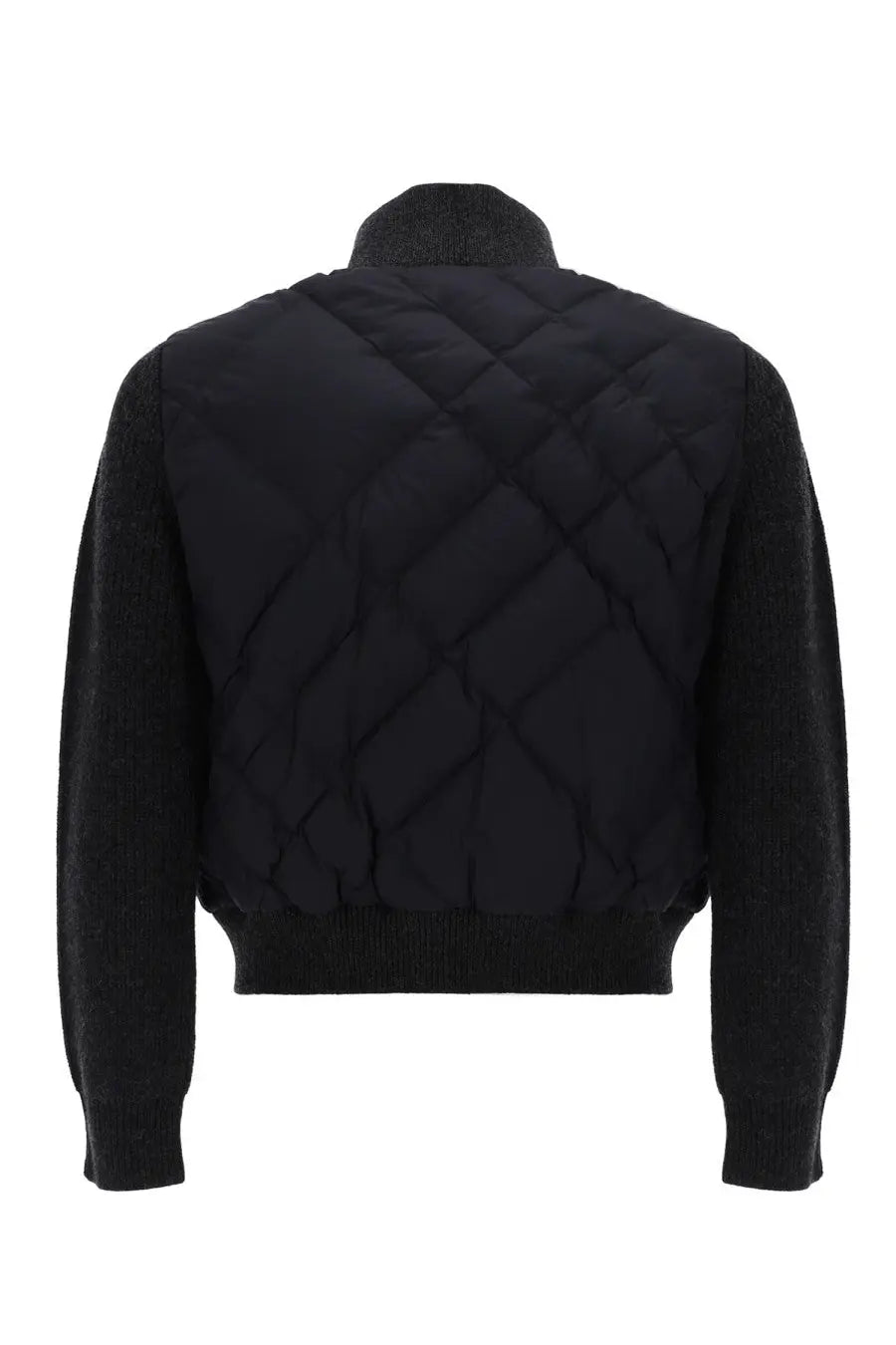 Burberry women’s Kelsley black quilted bomber jacket with ribbed knit sleeves and collar in soft fabric
