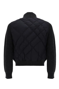 Burberry women’s Kelsley black quilted bomber jacket with ribbed knit sleeves and collar in soft fabric