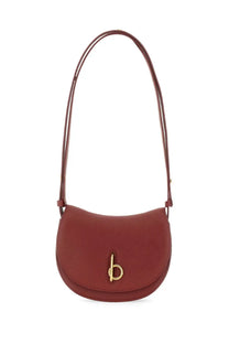 Burberry women’s mini rocking horse shoulder bag in burgundy leather with gold-tone b clasp