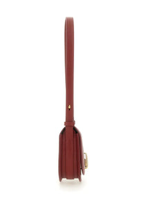 Burberry women’s mini rocking horse shoulder bag in red leather with sleek design and gold-tone buckle