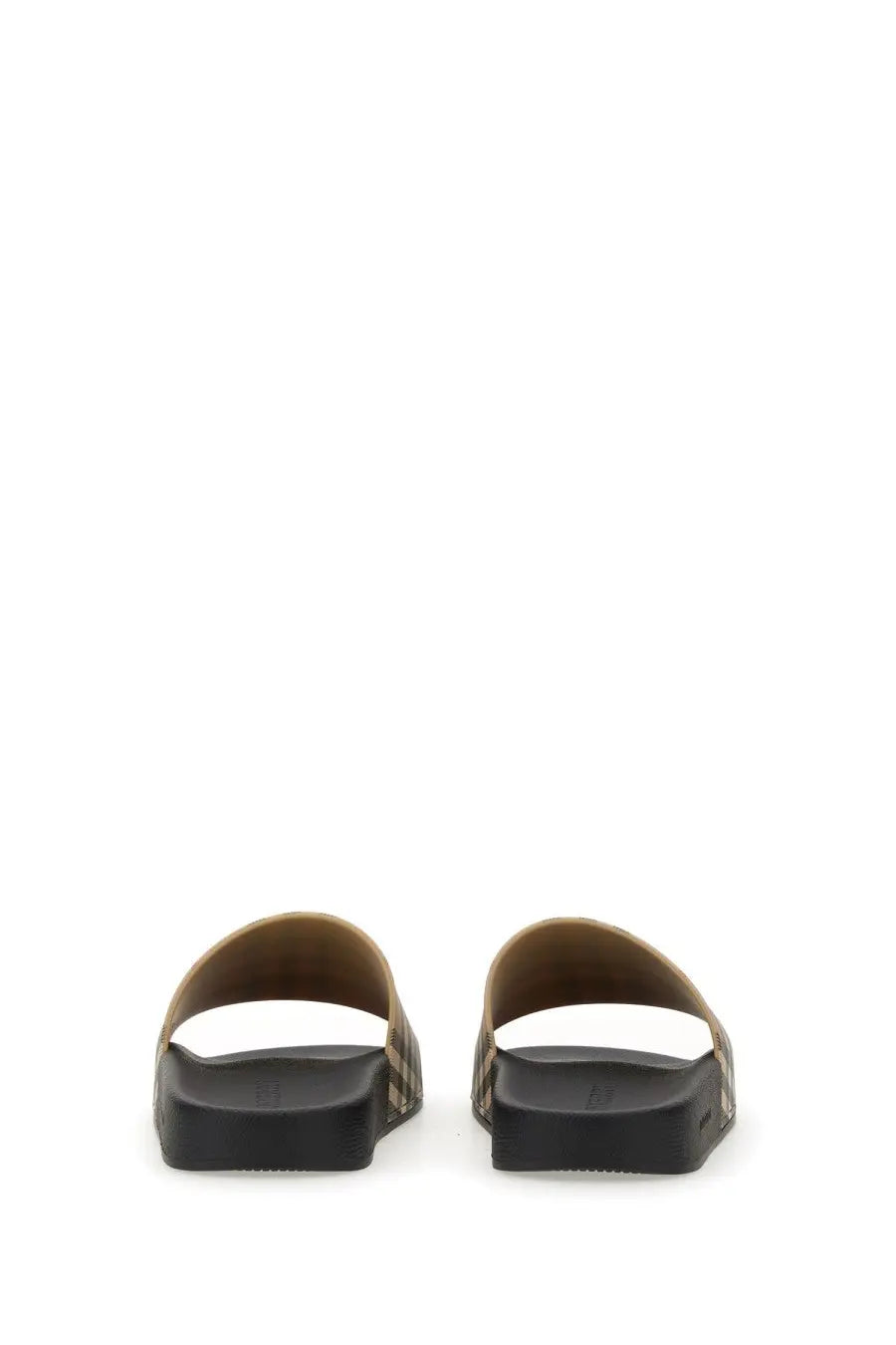 Burberry women’s sandal slide beige black and beige patterned sandals with textured sole for casual wear