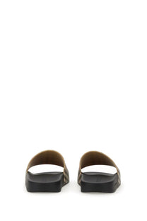Burberry women’s sandal slide beige black and beige patterned sandals with textured sole for casual wear