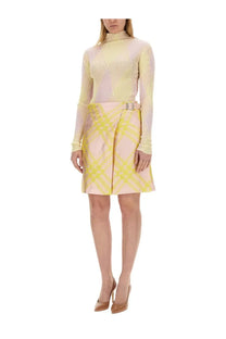 Pastel pink and yellow plaid mini skirt with matching belt buckle by burberry women’s shirt multicolor collection