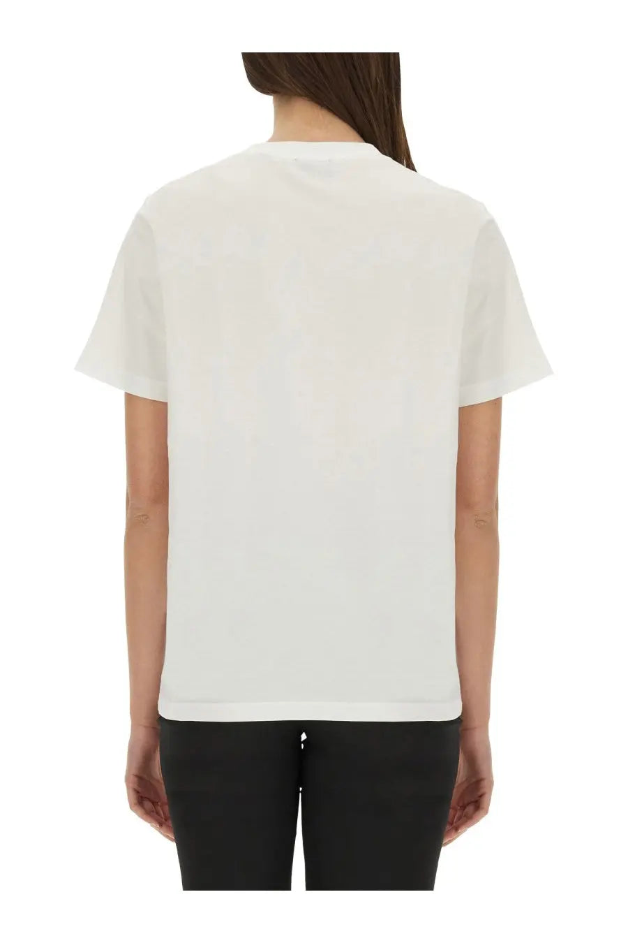 Burberry women’s white cotton t-shirt with simple crew neck and short sleeves front view