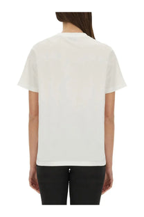 Burberry women’s white cotton t-shirt with simple crew neck and short sleeves front view