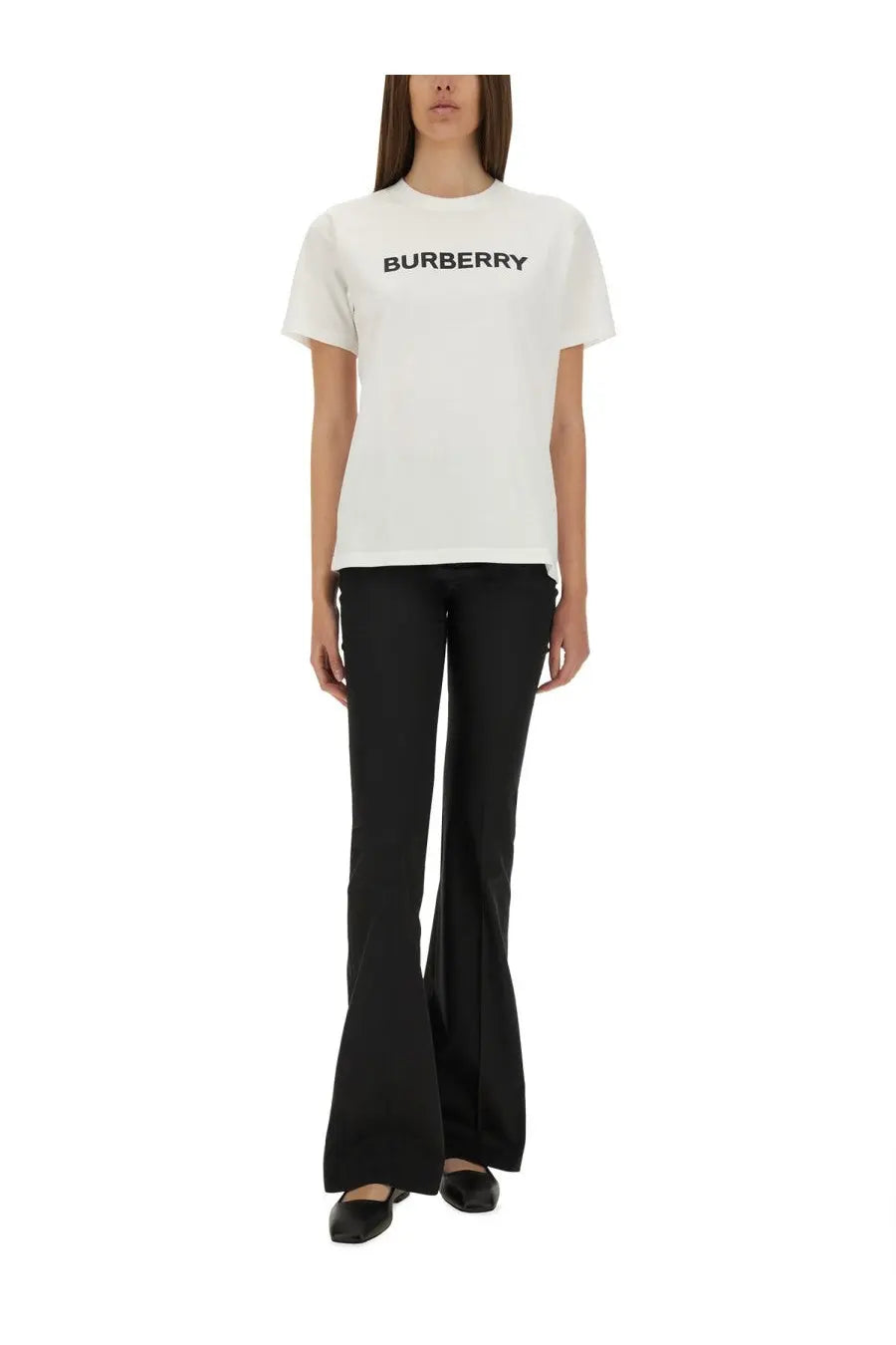 White burberry women’s shirt featuring a white logo t-shirt design made from premium cotton for casual wear