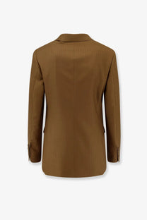 Burberry women’s siora brown wool and mohair blazer with tailored fit and subtle textured weave with notched lapel
