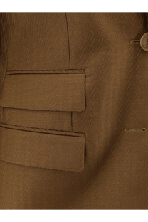 Burberry women’s siora wool and mohair blazer in tan textured fabric with two flap pockets and single button closure