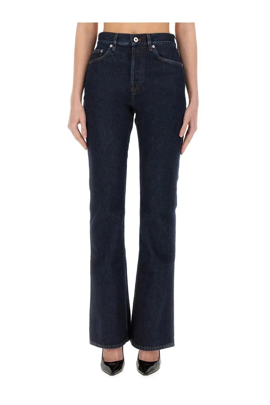 Burberry women’s straight jeans in dark indigo denim with high waist and classic five-pocket design