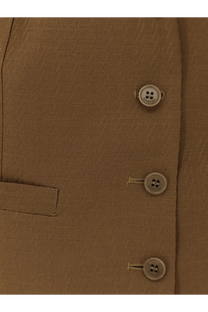 Tan woolen blazer with matching four-hole buttons from burberry women’s warren wool and mohair vest brown collection