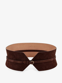 ALAÏA Women's Bustier Suede Belt Brown