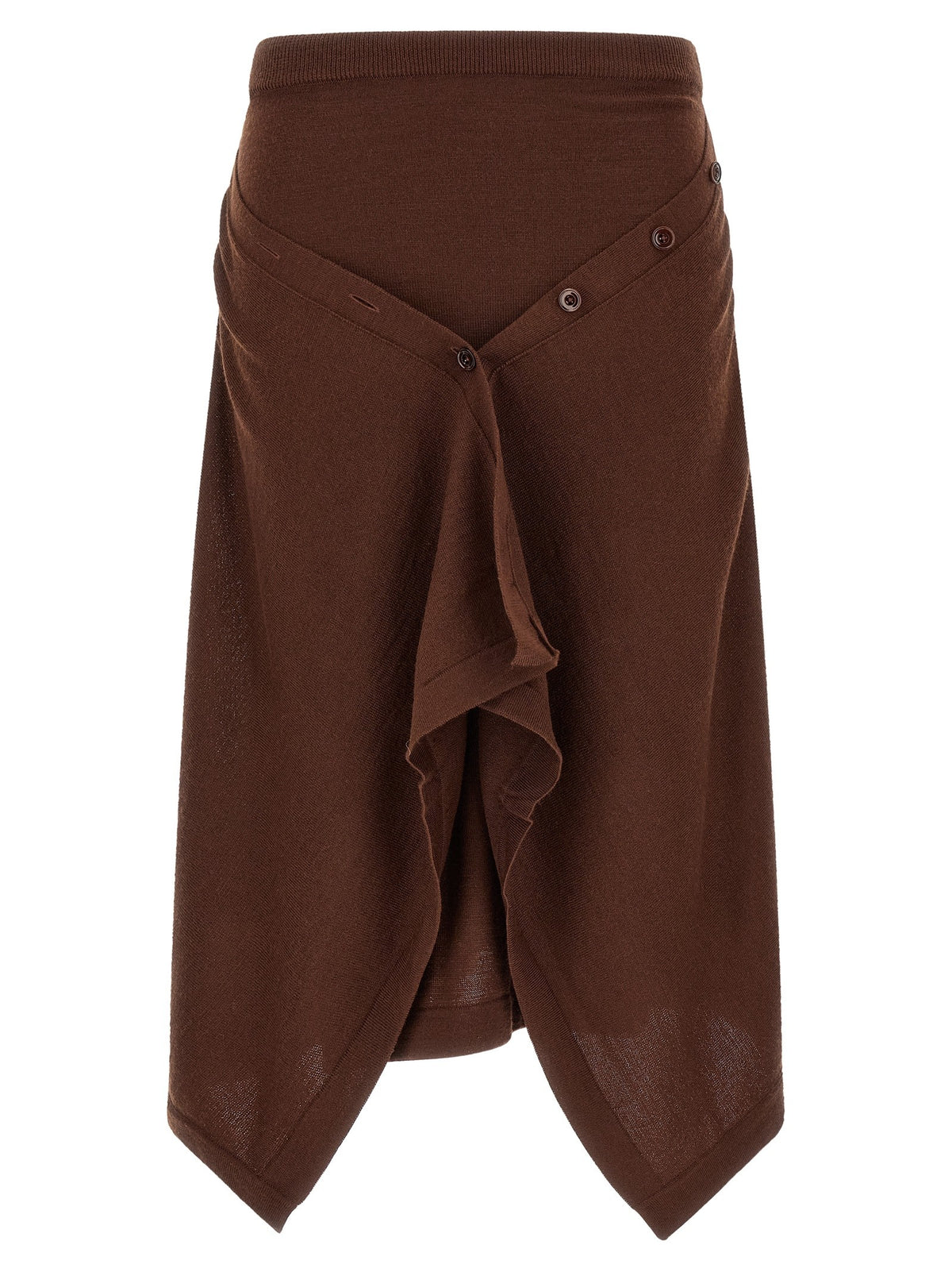 Lemaire Button Asymmetrical Skirt Brown