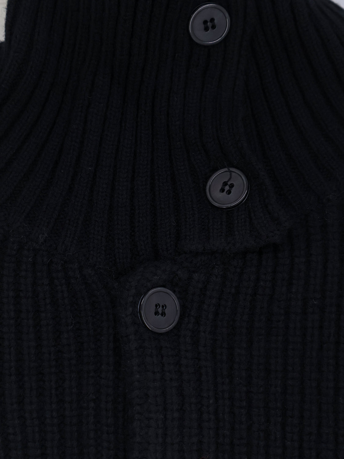 Tonywack Men's Button up Ribbed Wool and Cotton Cardigan Black, view 3