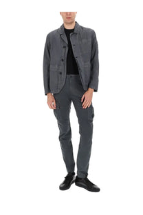 Dark gray utility jacket with button closures and cargo pockets c.p. company men’s blazer fili grey