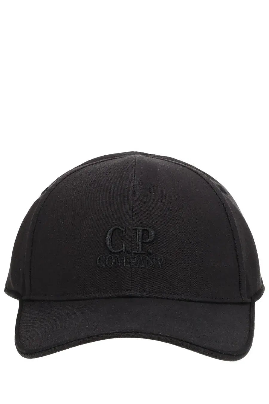 Black c.p. company men’s cappello hat in gabardine di cotone cotton featuring the back side of the product