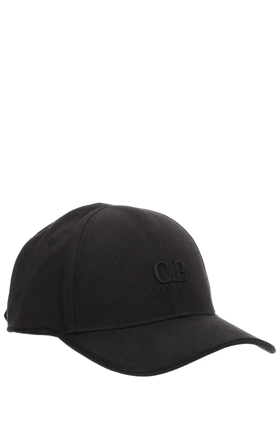 Black C.P. Company men’s gabardine cotton baseball cap with subtle embroidered logo
