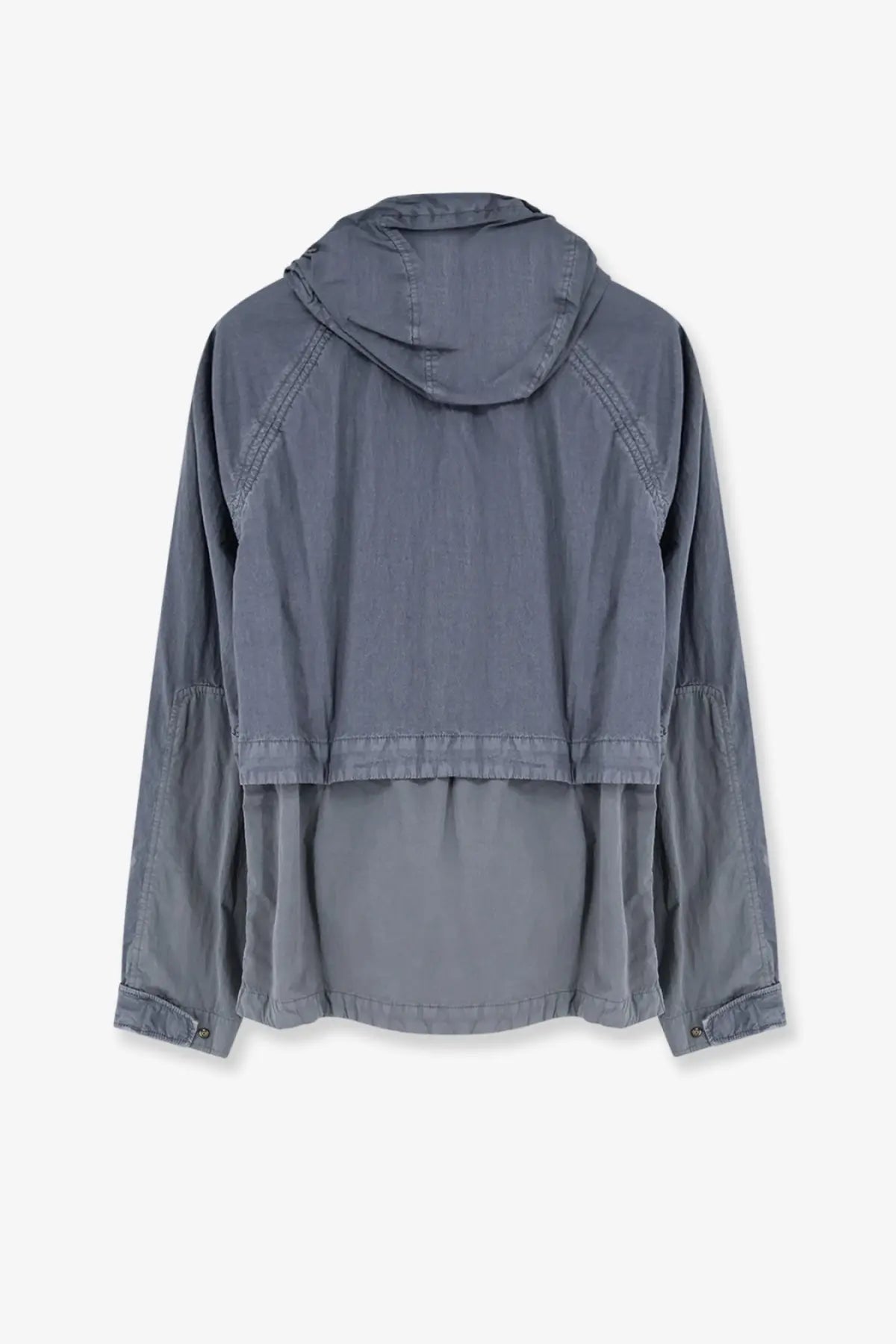 C.p. company men’s cated cotton blend grey hooded jacket with layered two-piece design and subtle seam detailing