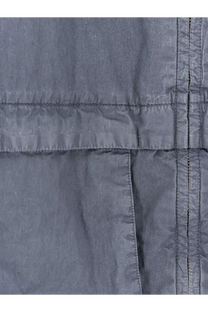 Gray quilted c.p. company men’s cated cotton blend jacket with visible stitching and side zipper detail