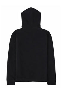 C.P. Company men’s black hooded sweatshirt with minimalist design and ribbed cuffs, front view